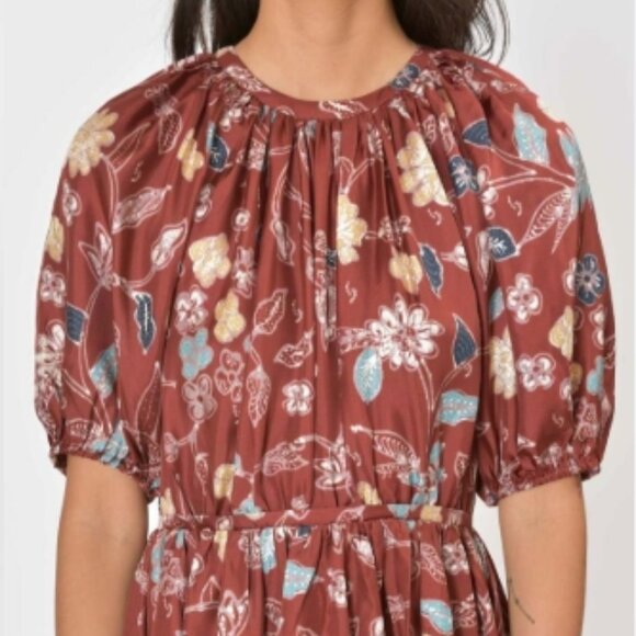 NWOT ULLA JOHNSON Cybil Silk Midi Dress in Anemone XS $765 - Picture 4 of 7